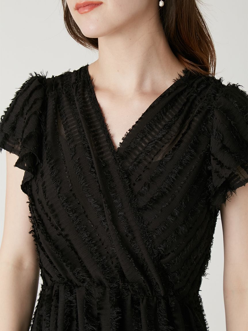 FRAY I.D「【00サイズあり】フリンジジャカードティアードワンピース」|ワンピース|