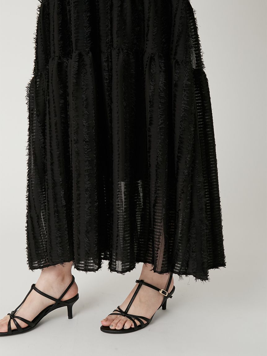 FRAY I.D「【00サイズあり】フリンジジャカードティアードワンピース」|ワンピース|