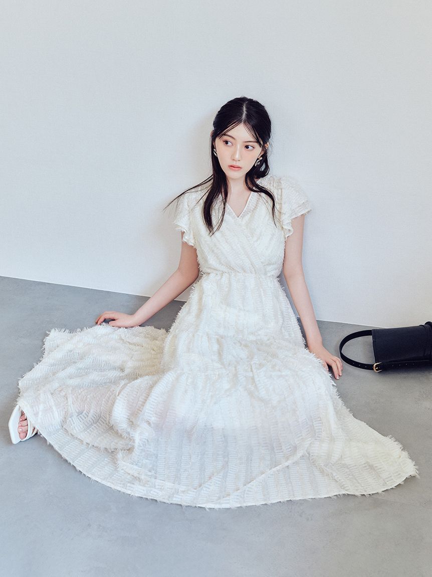 FRAY I.D「【00サイズあり】フリンジジャカードティアードワンピース」|ワンピース|