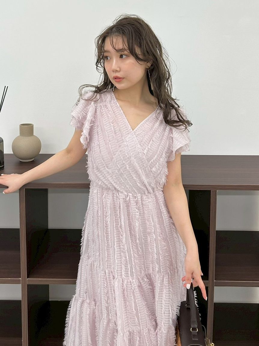 FRAY I.D「【00サイズあり】フリンジジャカードティアードワンピース」|ワンピース|