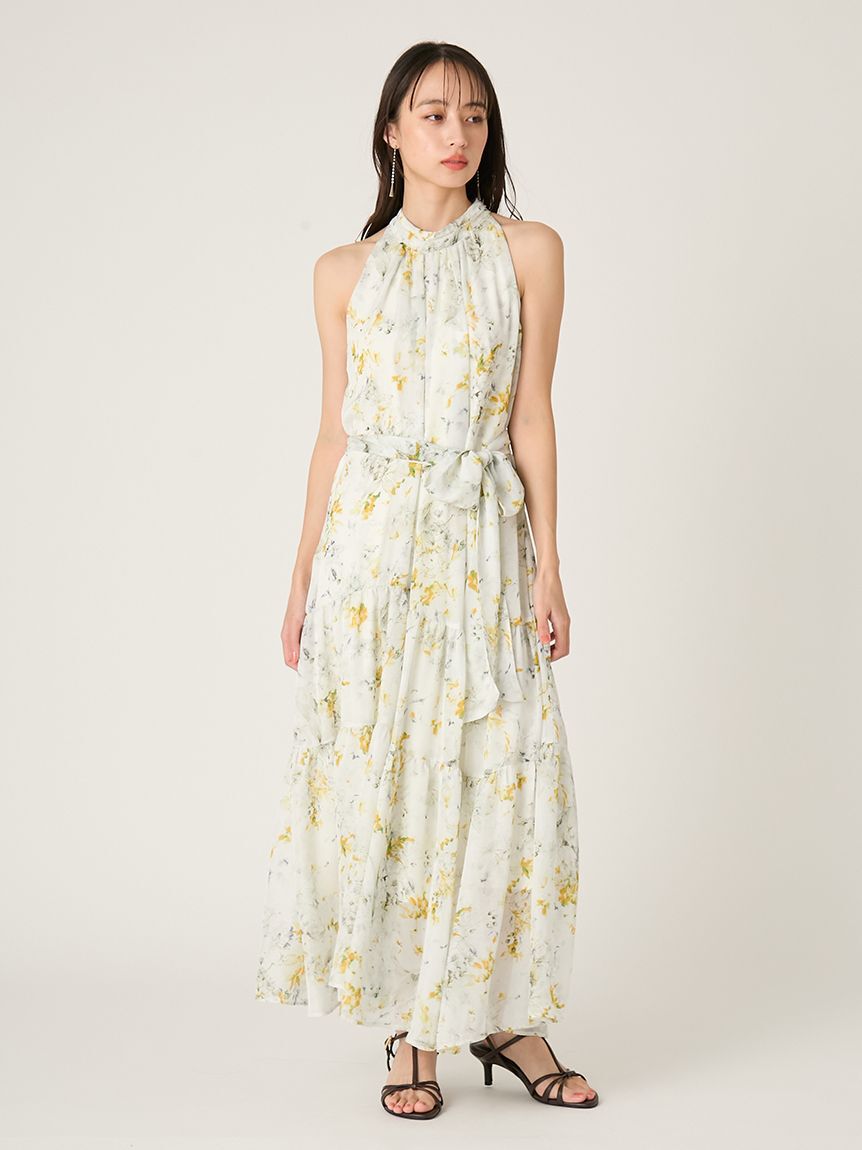 FRAY I.D「ホルターネックシアープリントワンピース」|ワンピース|