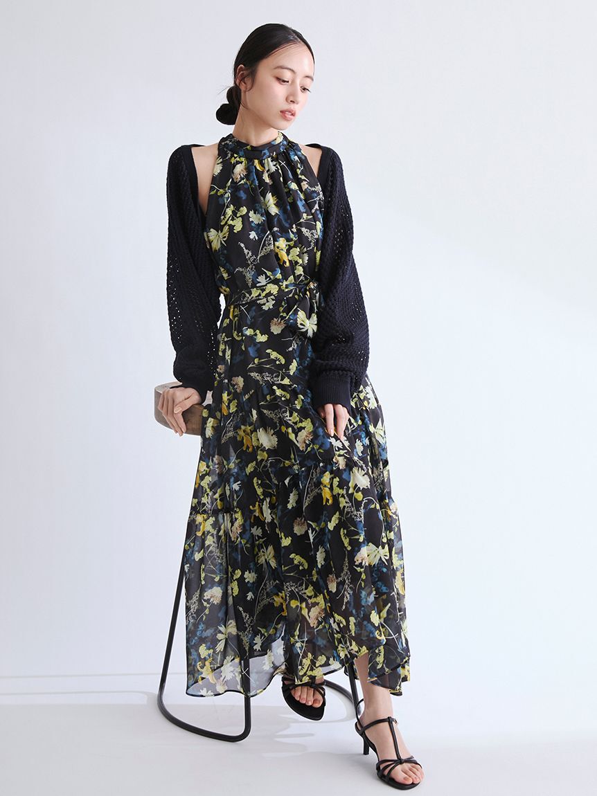 FRAY I.D「ホルターネックシアープリントワンピース」|ワンピース|