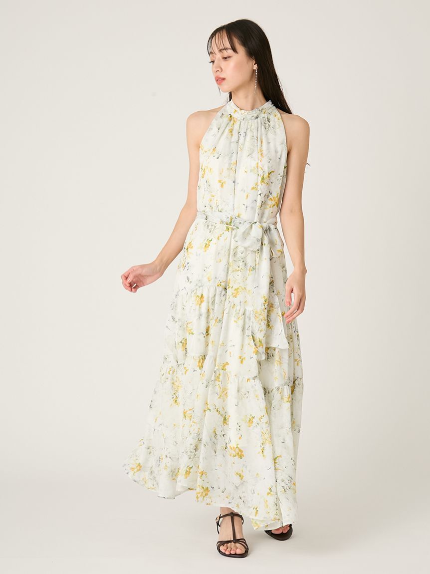 FRAY I.D「ホルターネックシアープリントワンピース」|ワンピース|