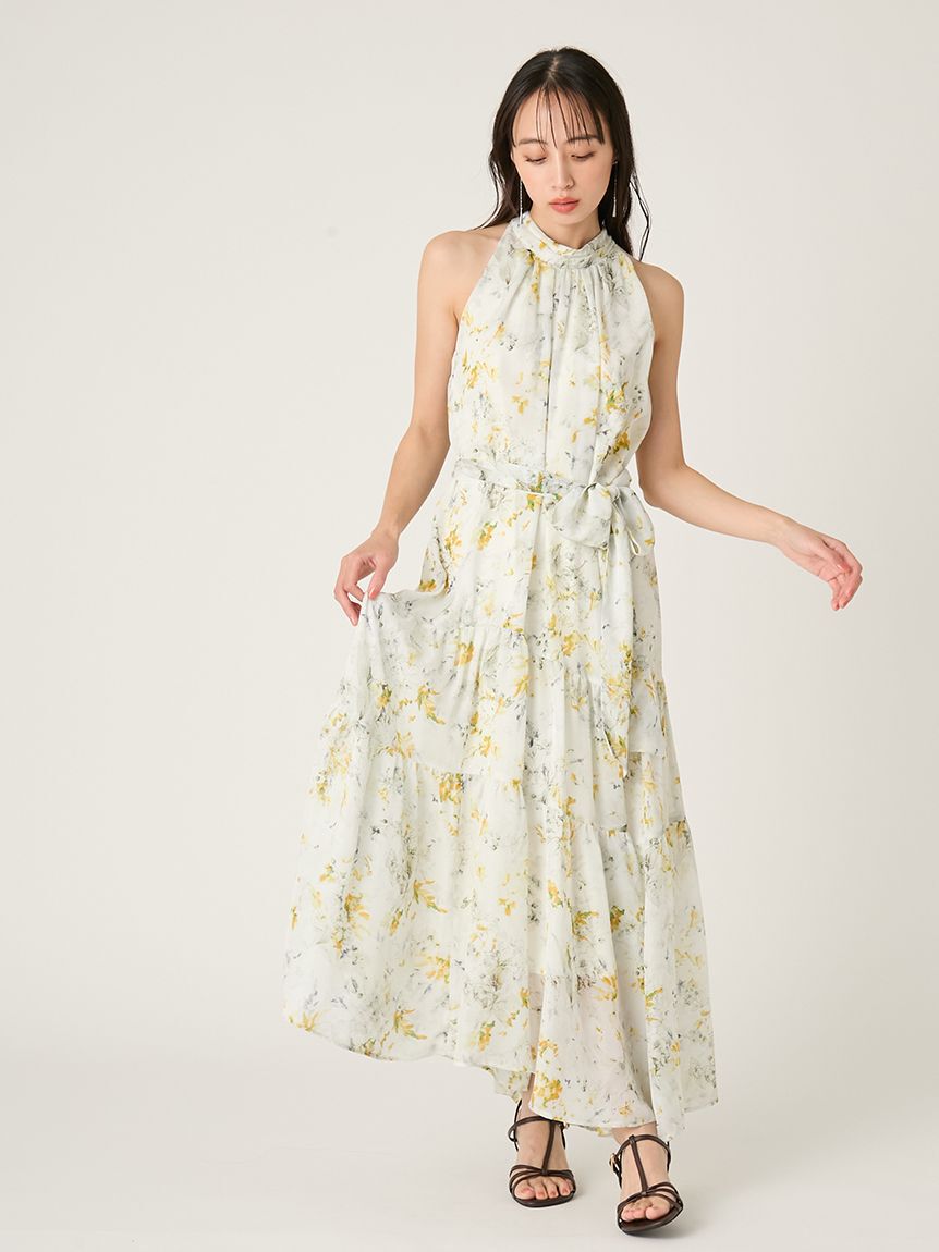 FRAY I.D「ホルターネックシアープリントワンピース」|ワンピース|