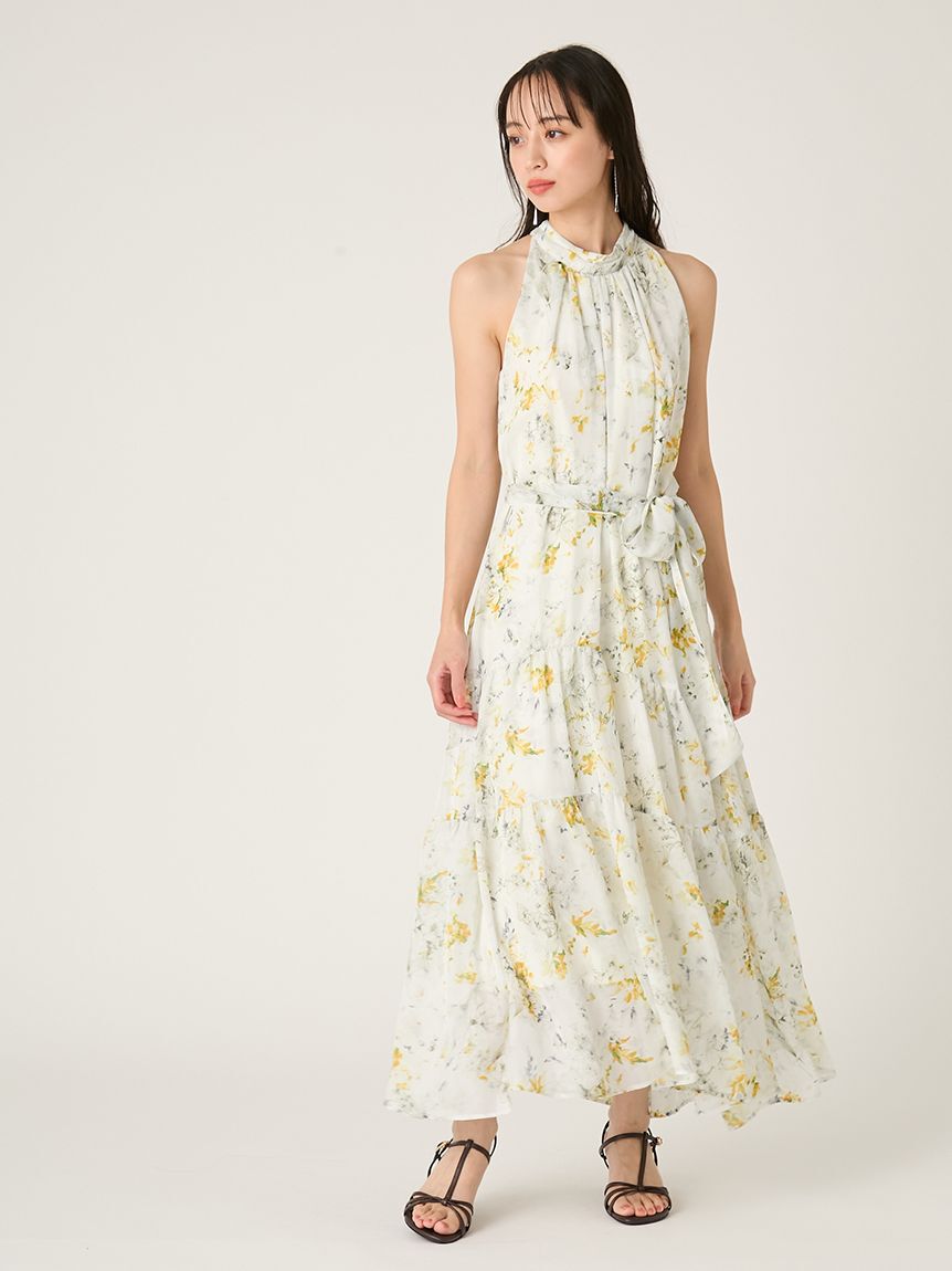 FRAY I.D「ホルターネックシアープリントワンピース」|ワンピース|