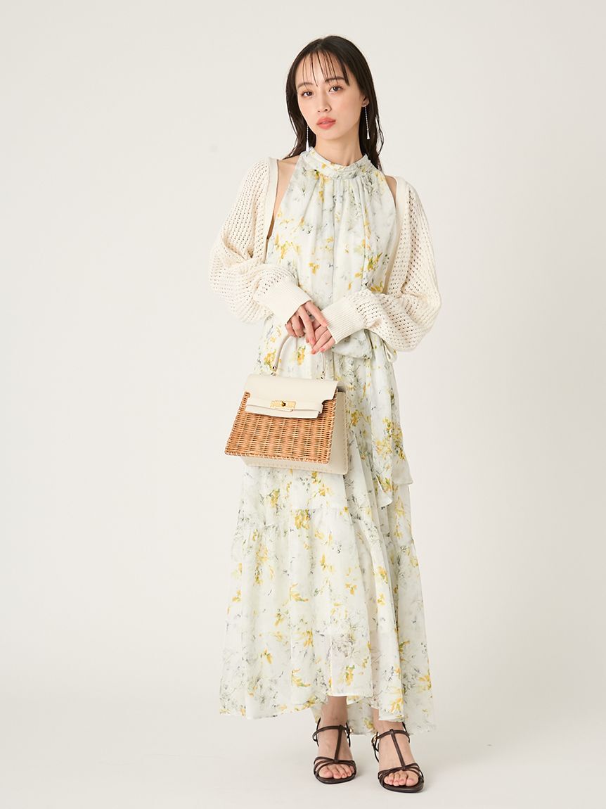 FRAY I.D「ホルターネックシアープリントワンピース」|ワンピース|