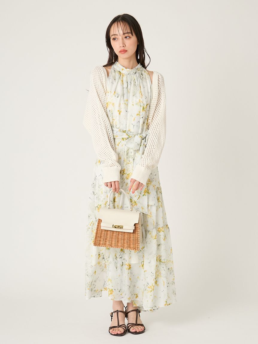 FRAY I.D「ホルターネックシアープリントワンピース」|ワンピース|