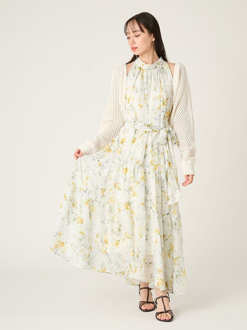 FRAY I.D「ホルターネックシアープリントワンピース」|ワンピース|