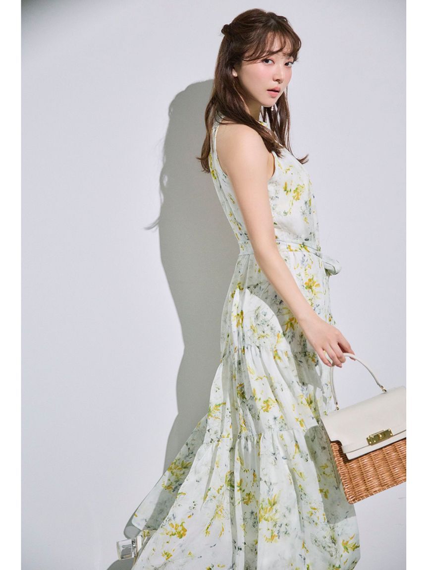 FRAY I.D「ホルターネックシアープリントワンピース」|ワンピース|