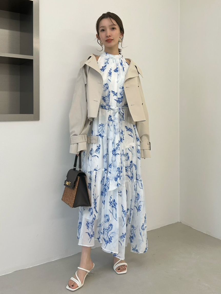 FRAY I.D「ホルターネックシアープリントワンピース」|ワンピース|