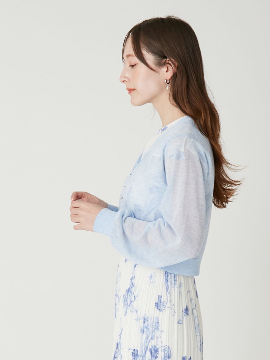 FRAY I.D「シアーVネッククロップドカーディガン」|カーディガン|