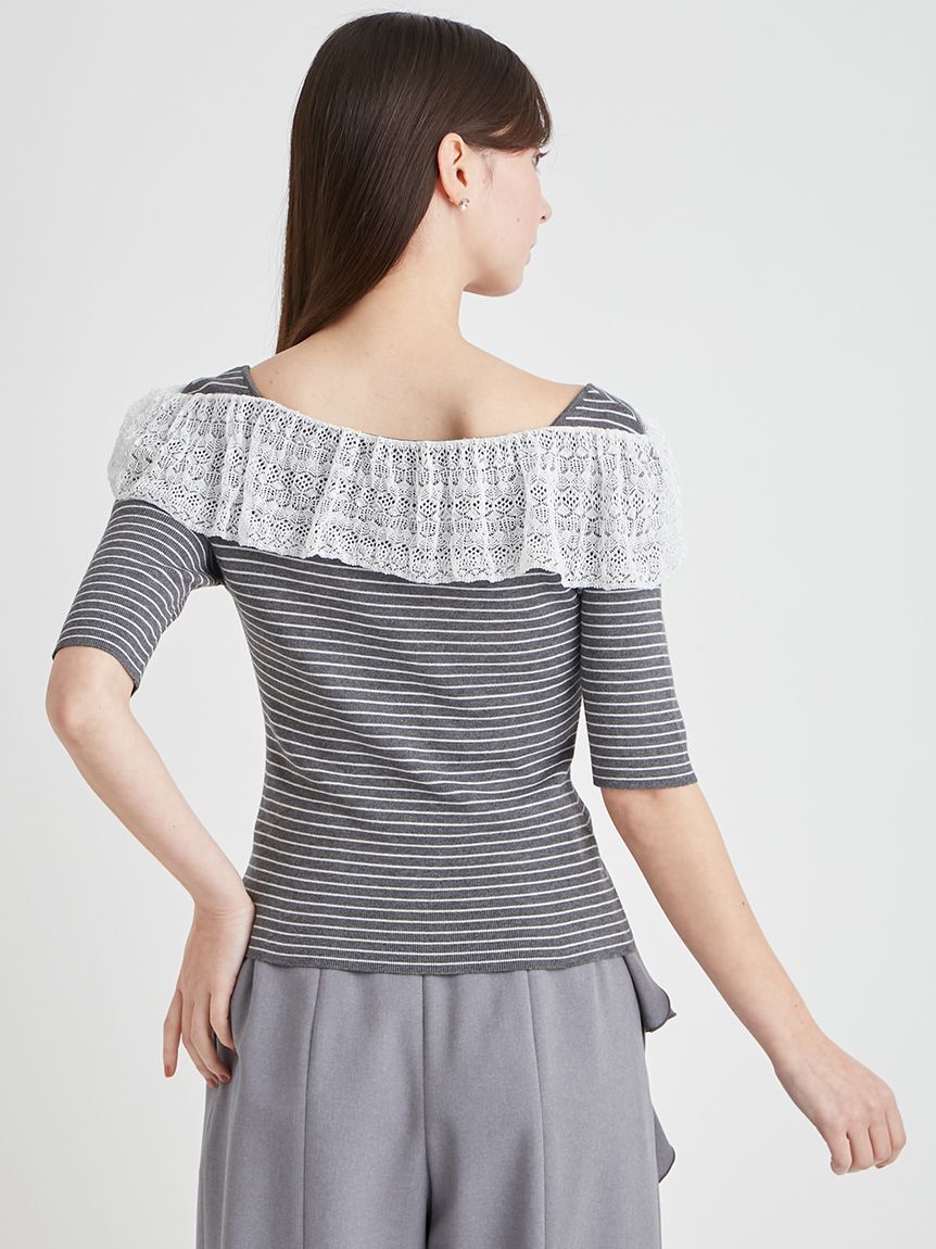 CELFORD「レース編みフリルニットプルオーバー」|ニット・セーター|