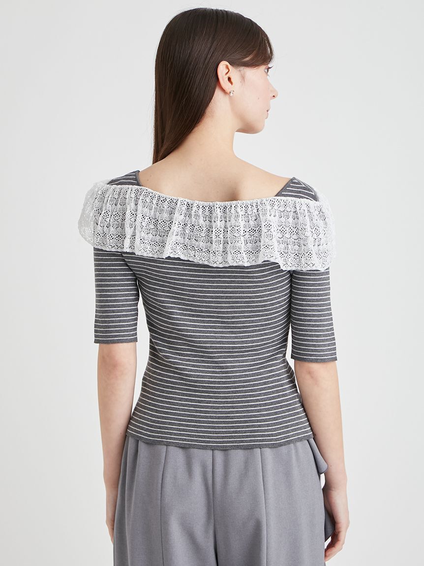 CELFORD「レース編みフリルニットプルオーバー」|ニット・セーター|