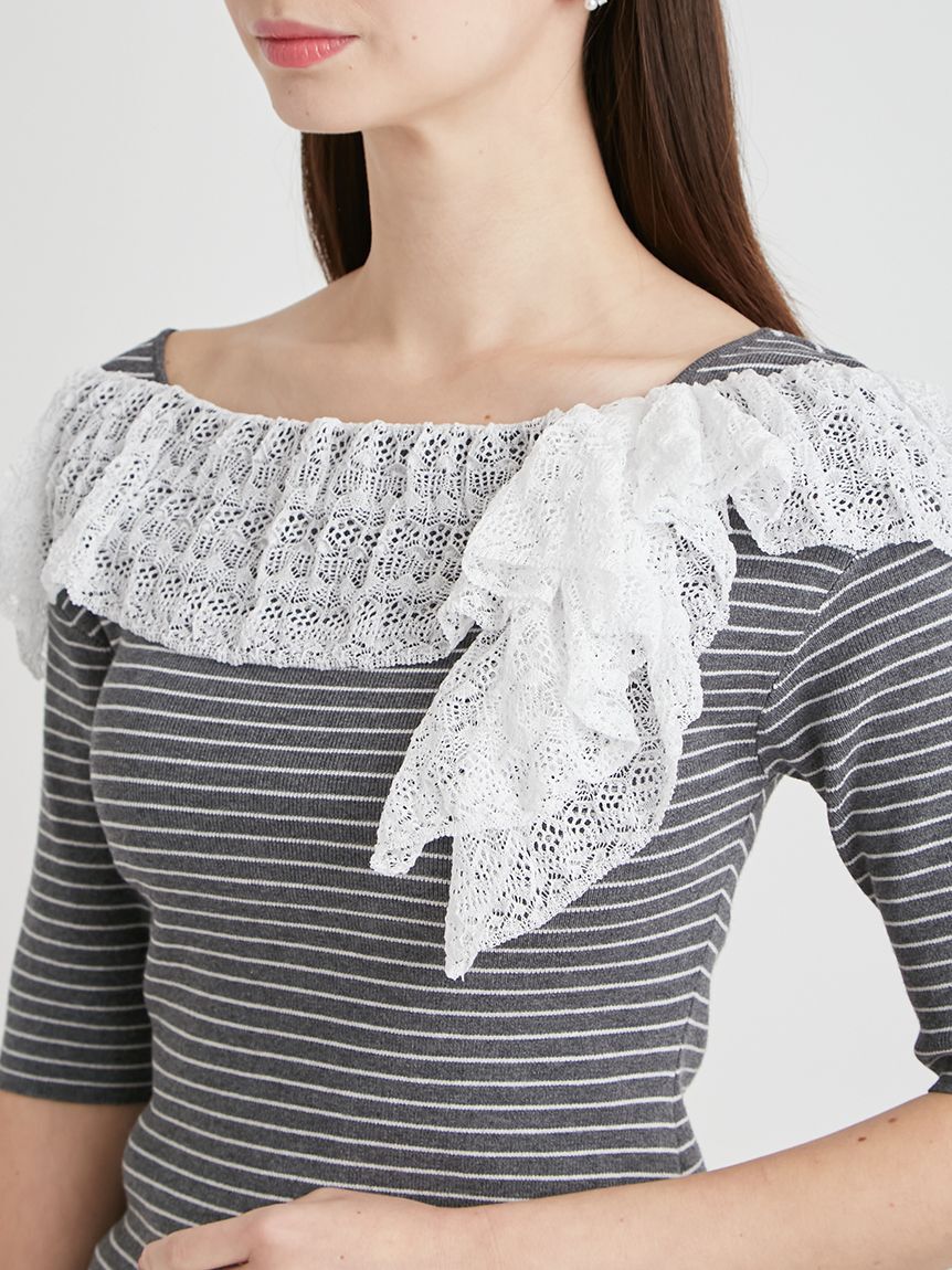 CELFORD「レース編みフリルニットプルオーバー」|ニット・セーター|