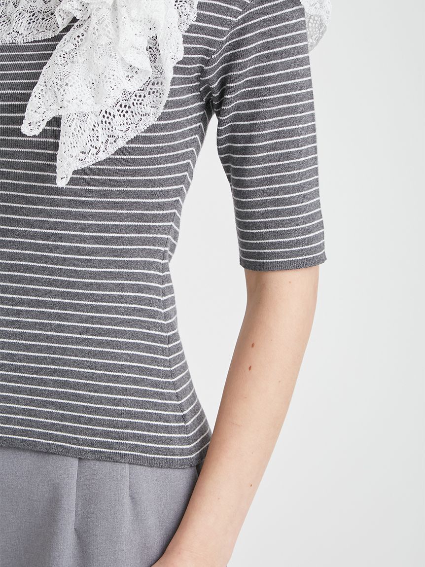 CELFORD「レース編みフリルニットプルオーバー」|ニット・セーター|