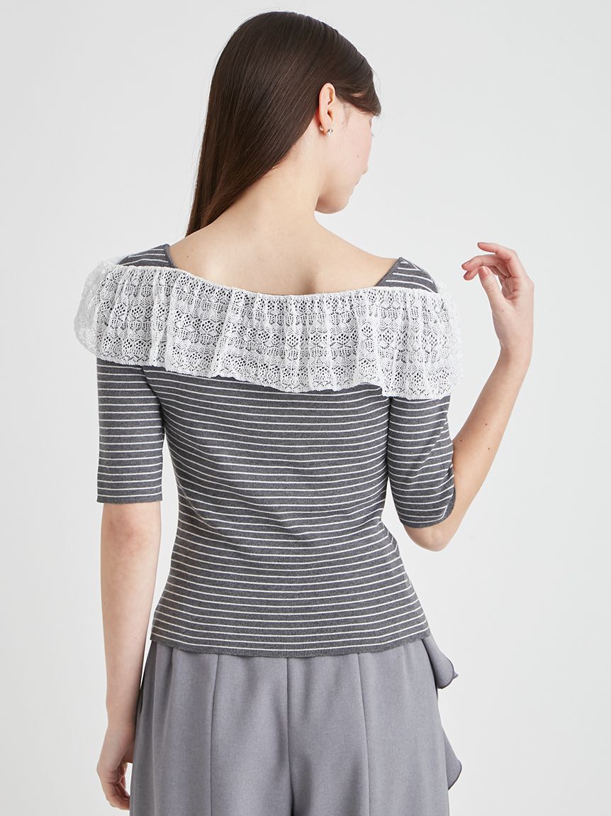 CELFORD「レース編みフリルニットプルオーバー」|ニット・セーター|