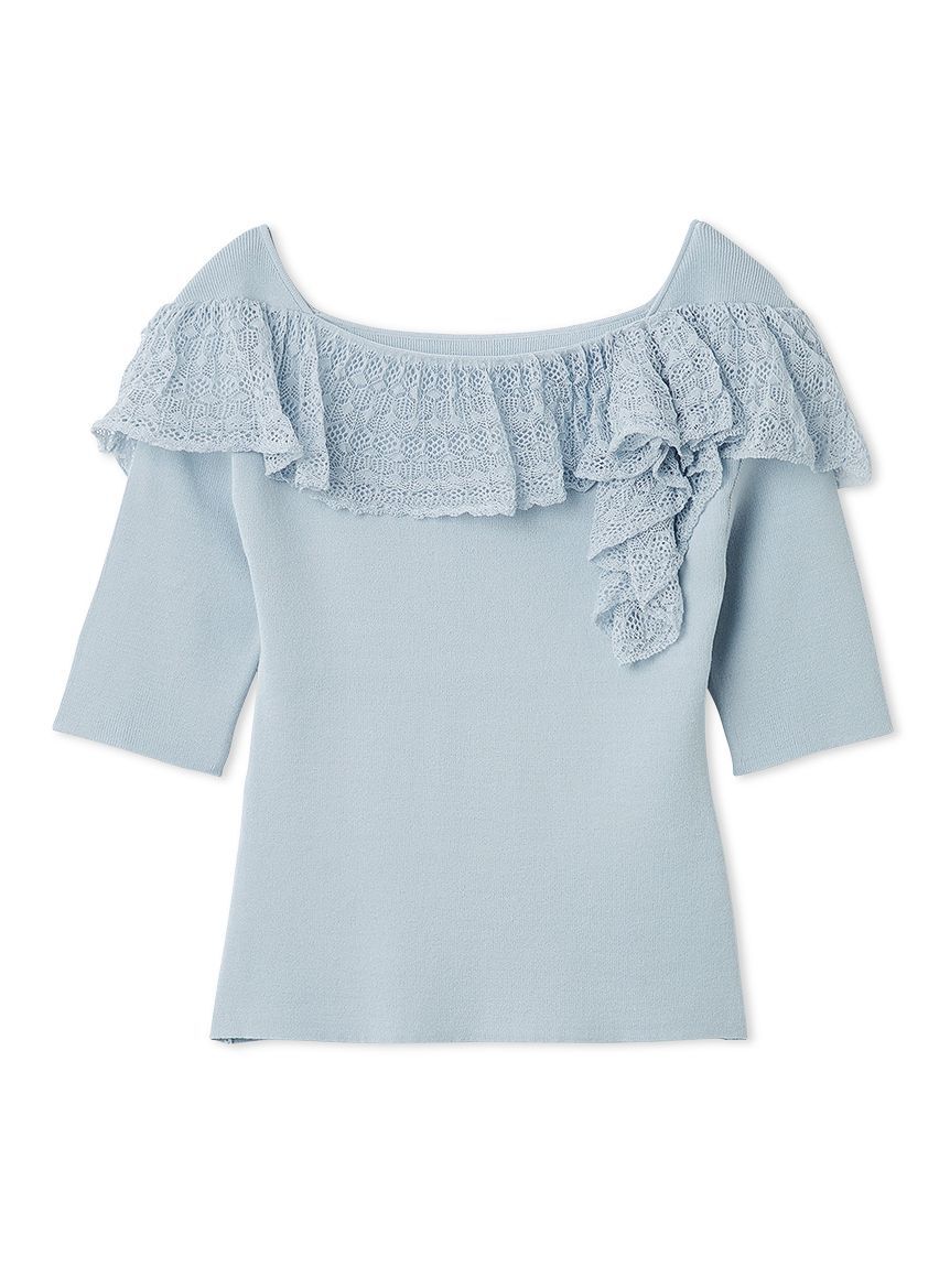 CELFORD「レース編みフリルニットプルオーバー」|ニット・セーター|SAX