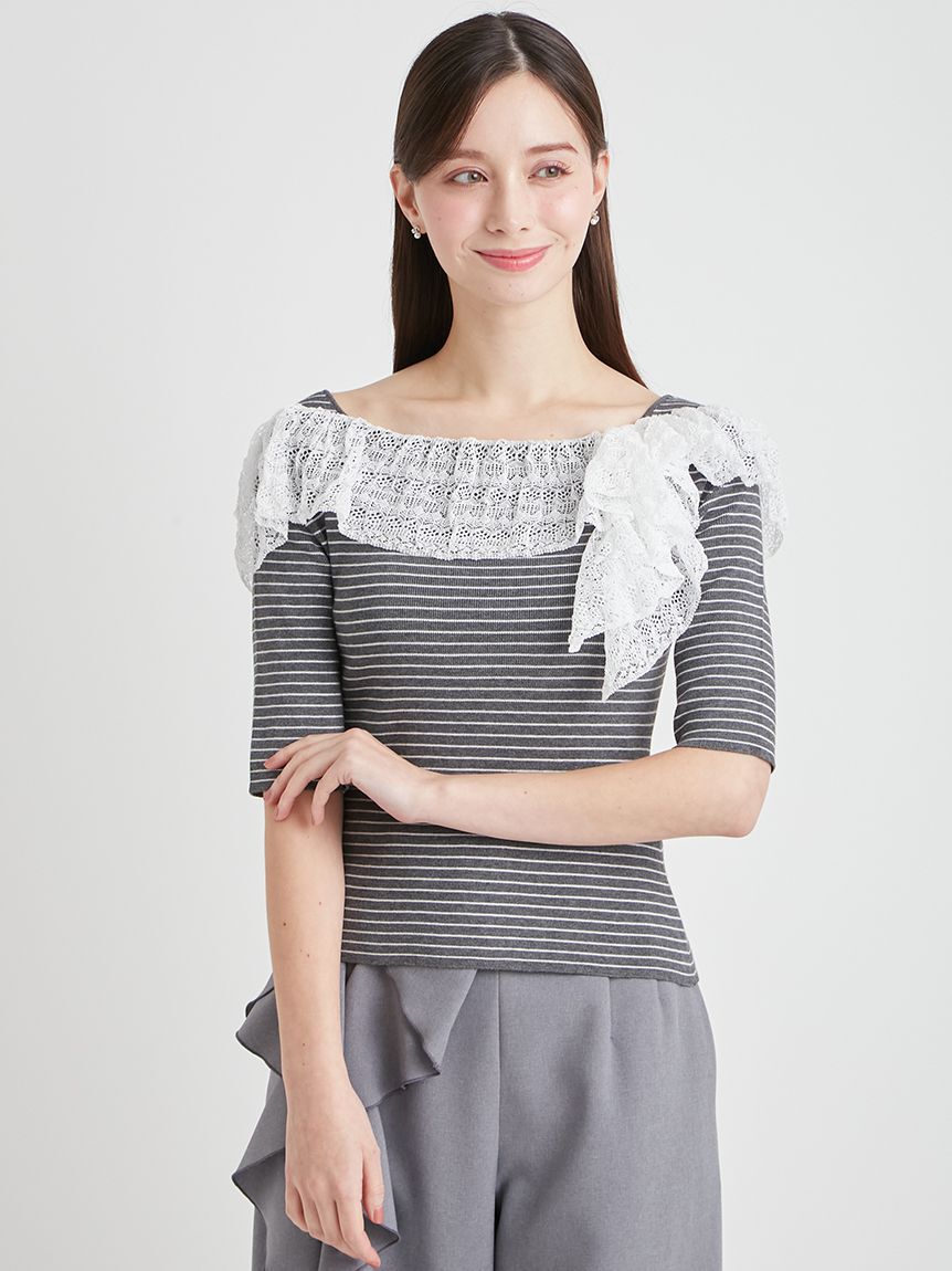 CELFORD「レース編みフリルニットプルオーバー」|ニット・セーター|BORDER