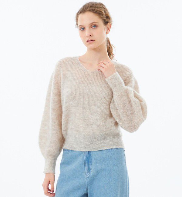 MACKINTOSH PHILOSOPHY「【WEB&一部店舗限定】モヘヤミックスVネックニット」|ニット・セーター|ベージュ