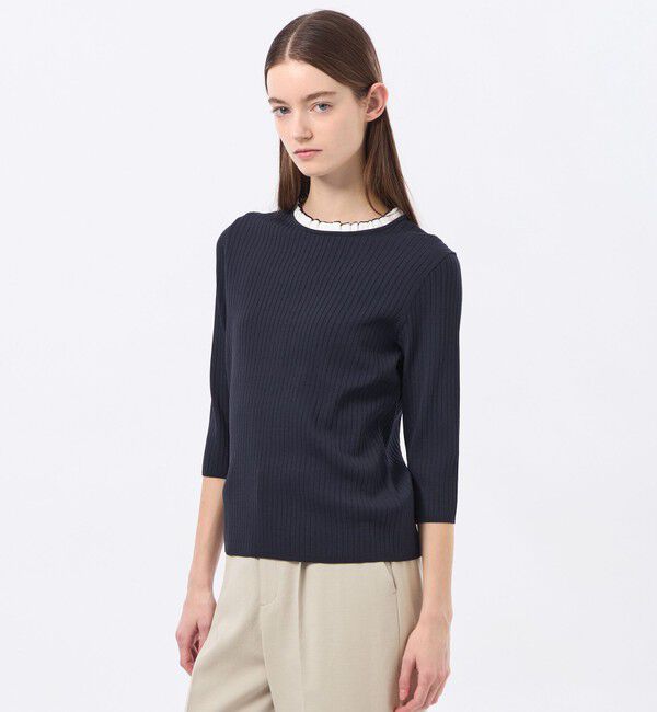 MACKINTOSH PHILOSOPHY「フリルカラーリブニット」|ニット・セーター|ネイビー