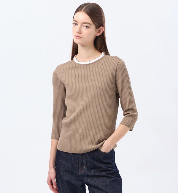 MACKINTOSH PHILOSOPHY「フリルカラーリブニット」|ニット・セーター|ベージュ