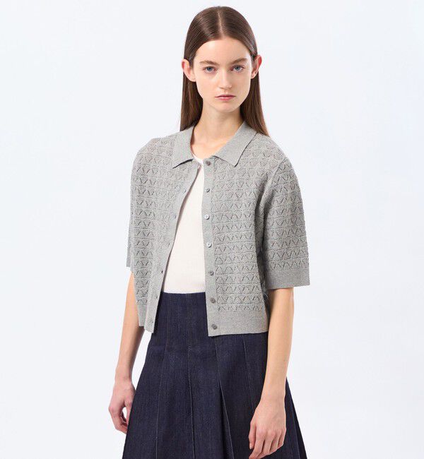 MACKINTOSH PHILOSOPHY「アイレットレースポロニット」|ニット・セーター|グレー