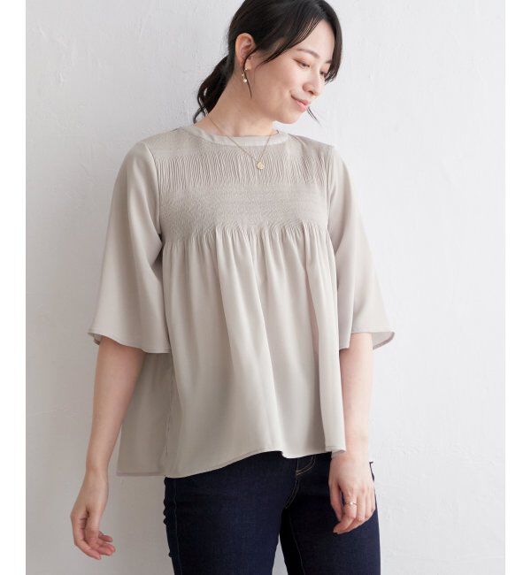 ikka「マジョリカプリーツブラウス」|シャツ・ブラウス|ライトグレイ