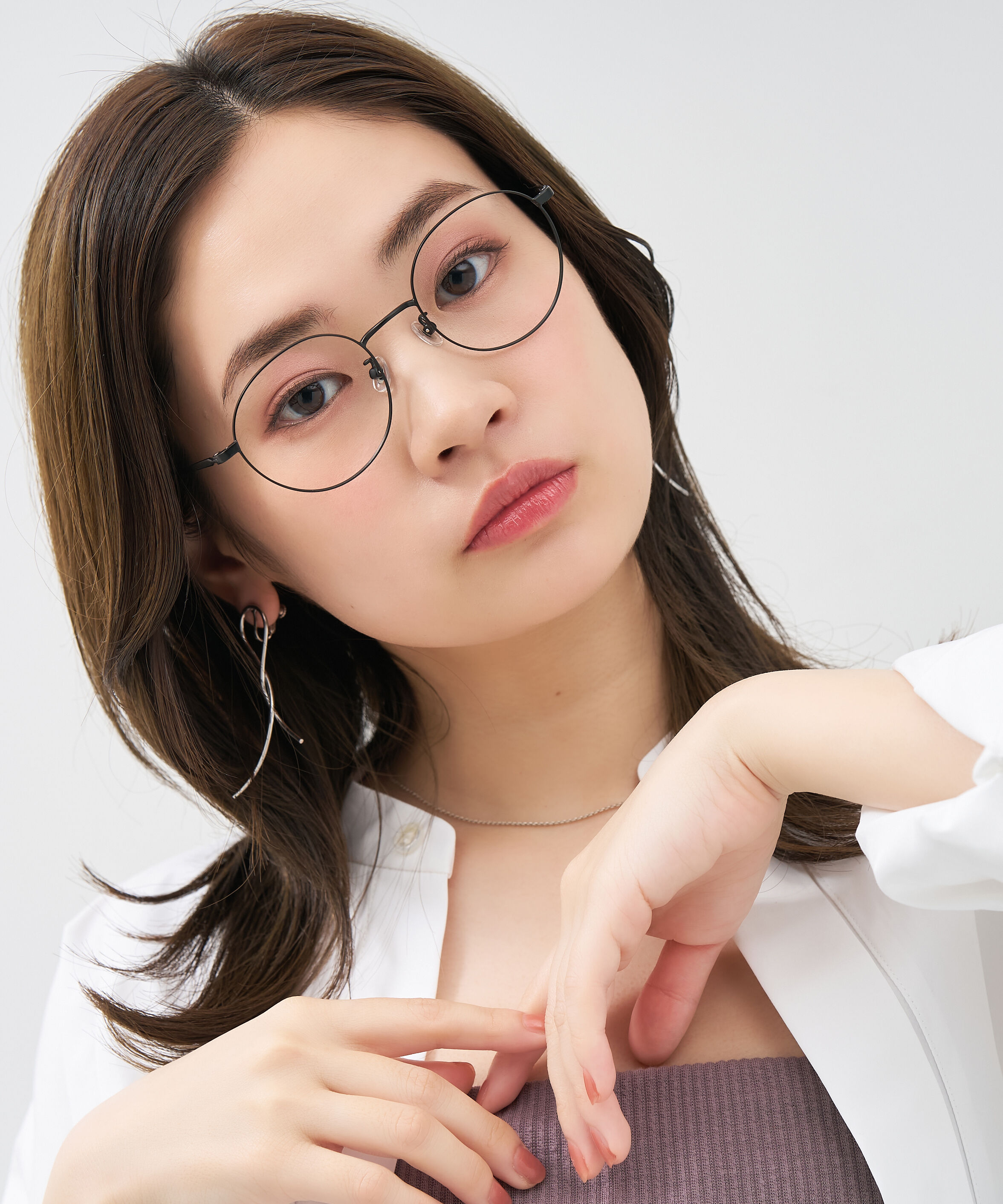  「ボストン型 華奢なラインで大人可愛い メガネ｜大きめサイズ 小顔効果 メタルフレーム レンズ交換券付き」|メガネ|ブラック