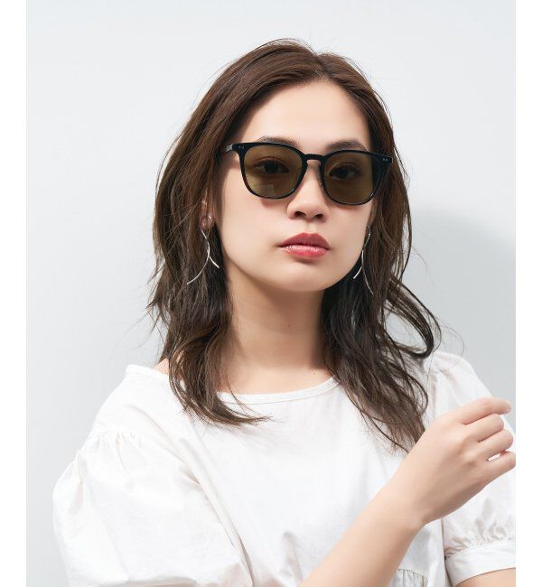  「ウェリントン型 サングラス 黒縁 大きめ カラーレンズ 紫外線対策 UVカット 」|サングラス|