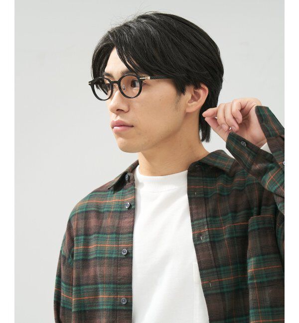  「ボストン型 メガネ│ズレ落ちにくい レザー調のラバーテンプルがオシャレなフレーム｜ レンズ交換券付」|メガネ|