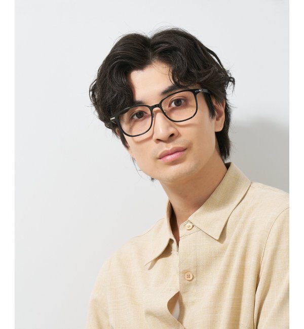  「ウェリントン型 メガネ│ズレ落ちにくい レザー調のラバーテンプルがオシャレなフレーム｜ レンズ交換券付」|メガネ|