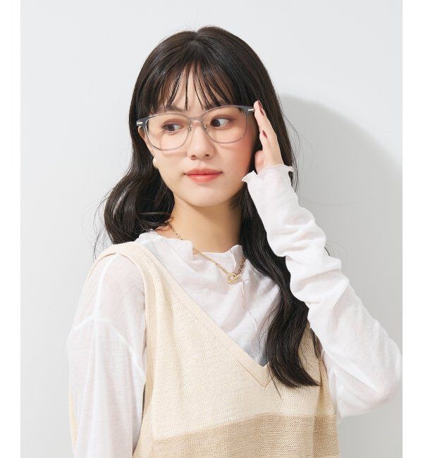  「ウェリントン型 メガネ│ズレ落ちにくい レザー調のラバーテンプルがオシャレなフレーム｜ レンズ交換券付」|メガネ|