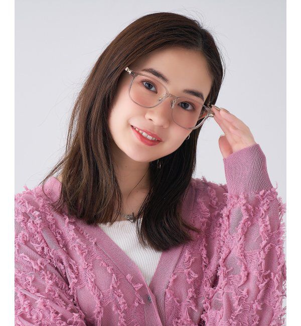  「ウェリントン型 メガネ│ズレ落ちにくい レザー調のラバーテンプルがオシャレなフレーム｜ レンズ交換券付」|メガネ|薄グレー1