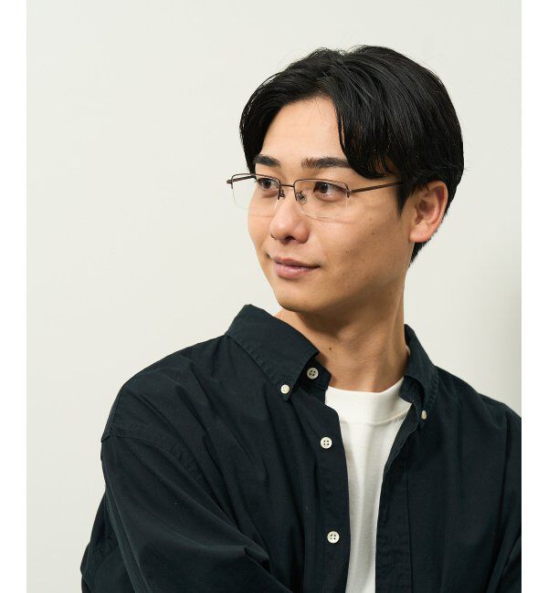  「ウェリントン型 メガネ | 軽量 耐久性 チタン 伊達メガネ ビジネス ユニセックス レンズ交換券付」|メガネ|薄ブラウン1