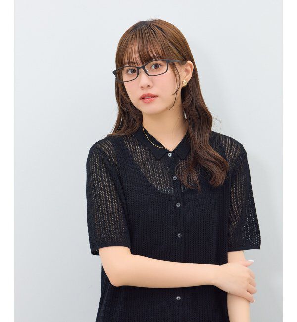  「スクエア型 メガネ | チタン 軽量 メタルフレーム 伊達メガネ ユニセックス ビジネス レンズ交換券付」|メガネ|ブラック系その他