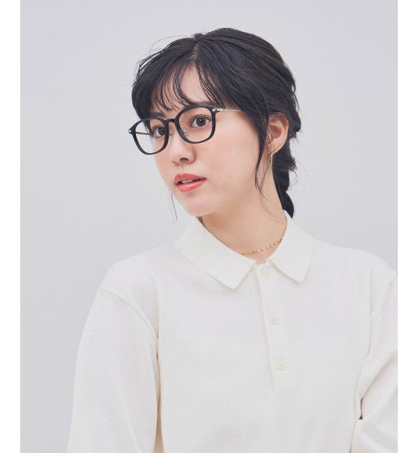  「ウェリントン型 メガネ｜TR&times;チタン 軽量素材 柔軟性  伊達メガネ 大人可愛い  レンズ交換券付」|メガネ|