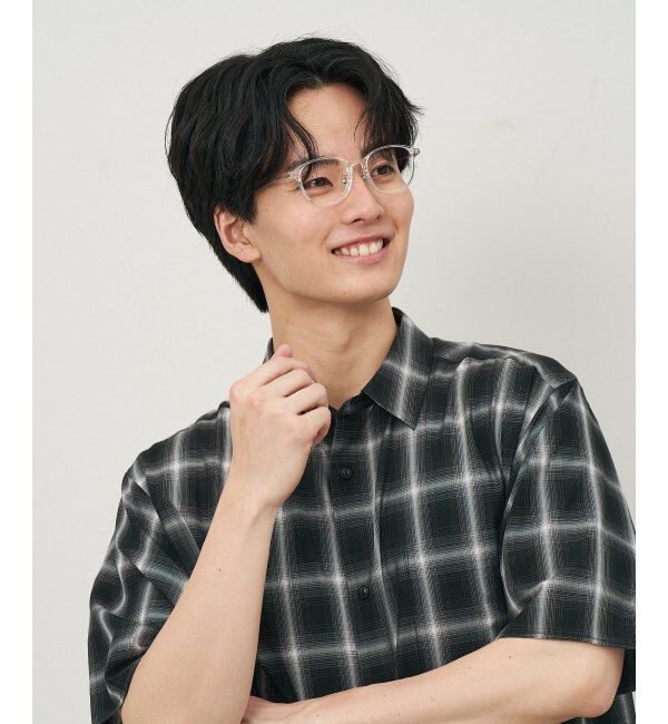  「ウェリントン型 メガネ｜TR&times;チタン 軽量素材 柔軟性  伊達メガネ 大人可愛い  レンズ交換券付」|メガネ|