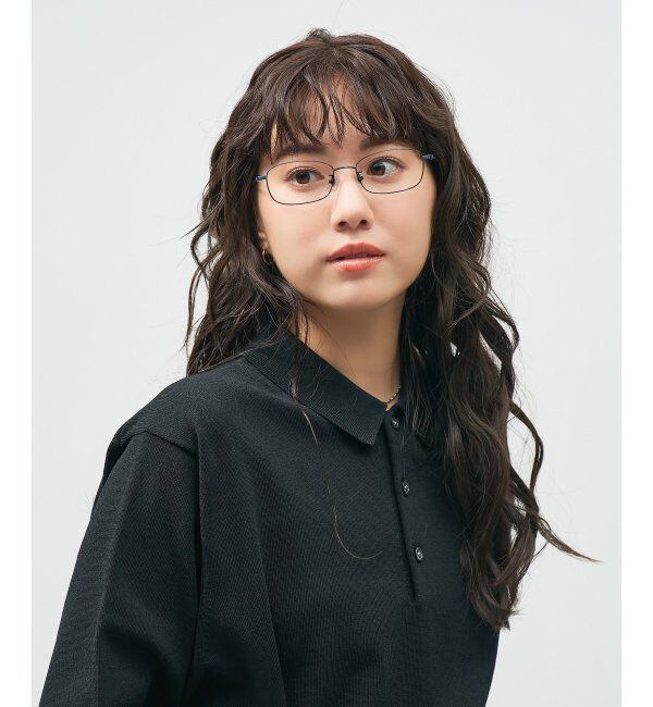  「ウェリントン型 メガネ 軽量｜メタルフレーム｜伊達メガネ 度付きメガネ｜大人可愛い  レンズ交換券付」|メガネ|ネイビー3