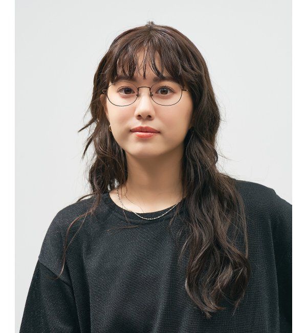  「オーバル型 メガネ 軽量｜メタルフレーム｜伊達メガネ 度付きメガネ｜大人可愛い｜Zoff｜ レンズ交換券付」|メガネ|薄ブラウン