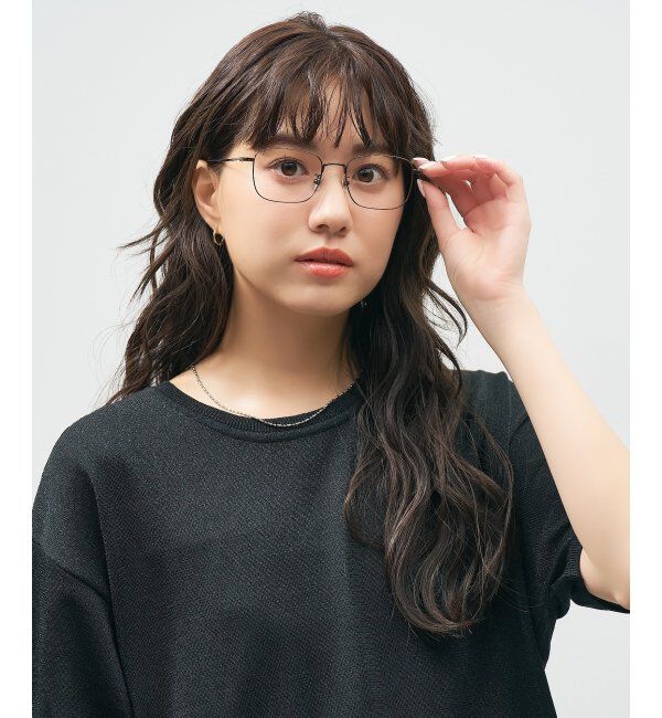  「ウェリントン型 メガネ 軽量｜メタルフレーム｜伊達メガネ 度付きメガネ｜大人可愛い  レンズ交換券付」|メガネ|薄ブラウン