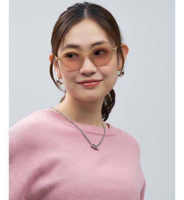  「SUNCUTGlasses/UV100%CUT ボストン型 サングラス [度無し専用] クラウンパント 紫外線対策 UVカット」|サングラス|ベージュ1