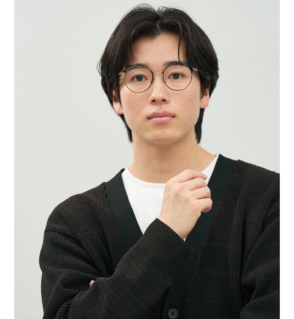  「ボストン型 メガネ | 中顔面短縮みえメガネ チタン 軽量 メタル 伊達 大人可愛い Zoff レンズ交換券付」|メガネ|