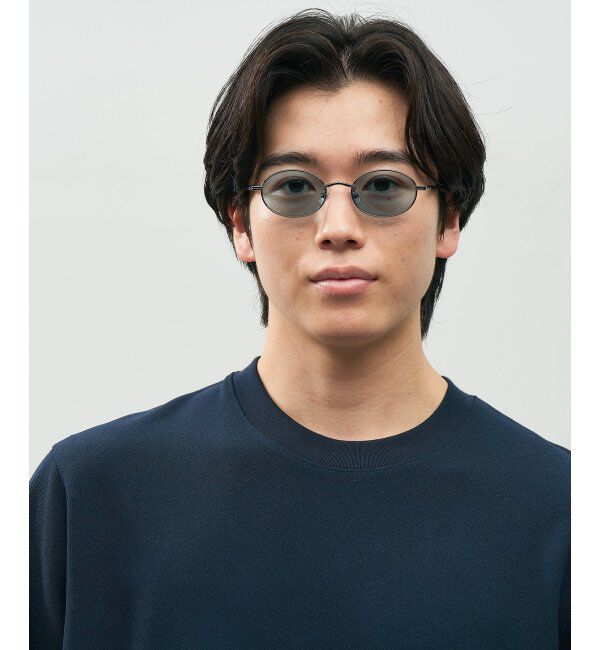  「SUNCUTGlasses/UV100%CUT オーバル型 サングラス [度無し専用] 横長 メタル 紫外線対策 UVカット」|サングラス|