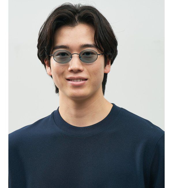  「SUNCUTGlasses/UV100%CUT オーバル型 サングラス [度無し専用] 横長 メタル 紫外線対策 UVカット」|サングラス|