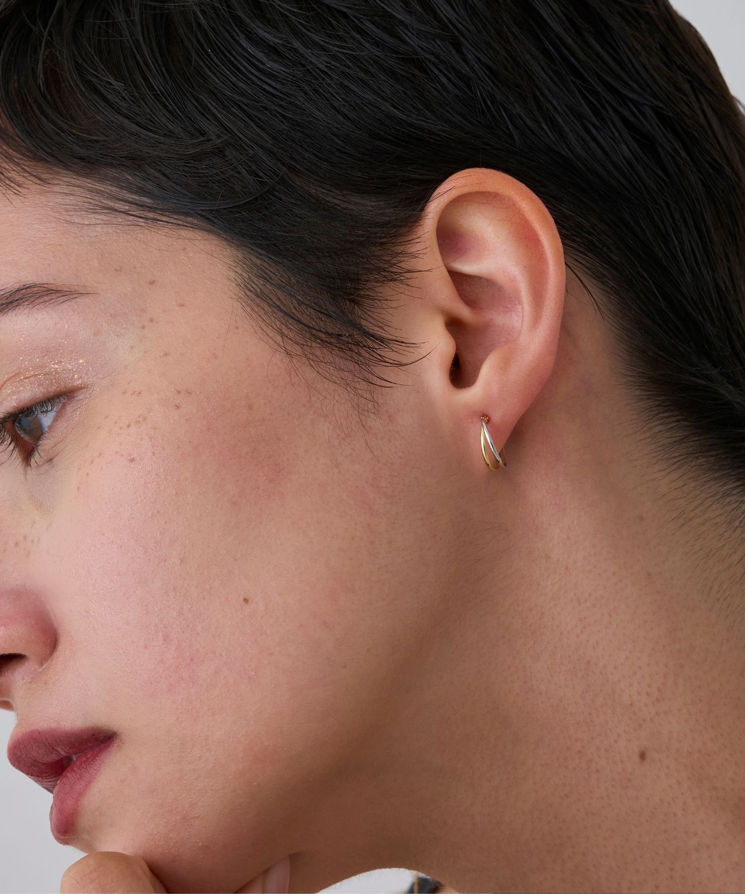 JUPITER「【K18YG,Pt900】ダブルラインコンビカラーフープピアス/金属アレルギー対応」|ピアス|