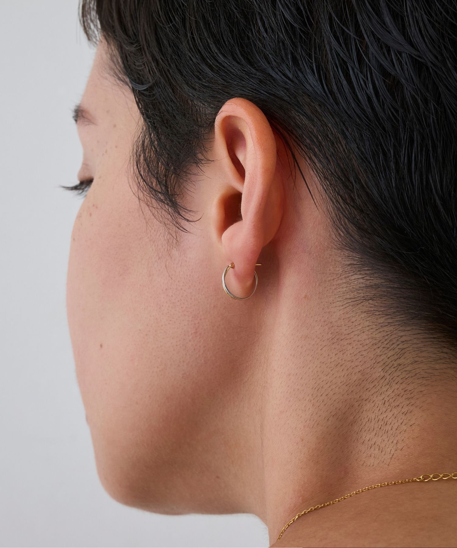 JUPITER「【K18YG,Pt900】ダブルラインコンビカラーフープピアス/金属アレルギー対応」|ピアス|