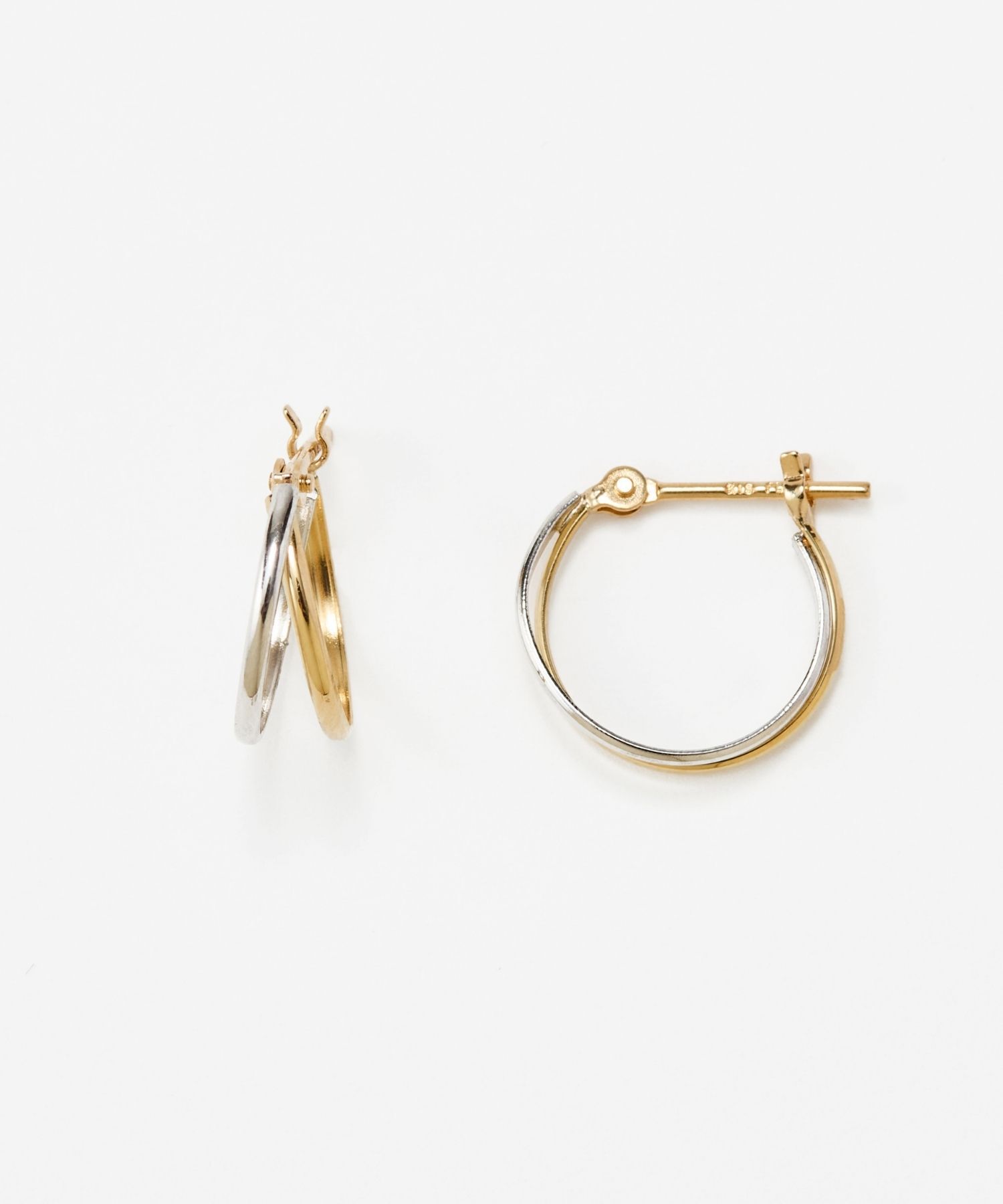 JUPITER「【K18YG,Pt900】ダブルラインコンビカラーフープピアス/金属アレルギー対応」|ピアス|