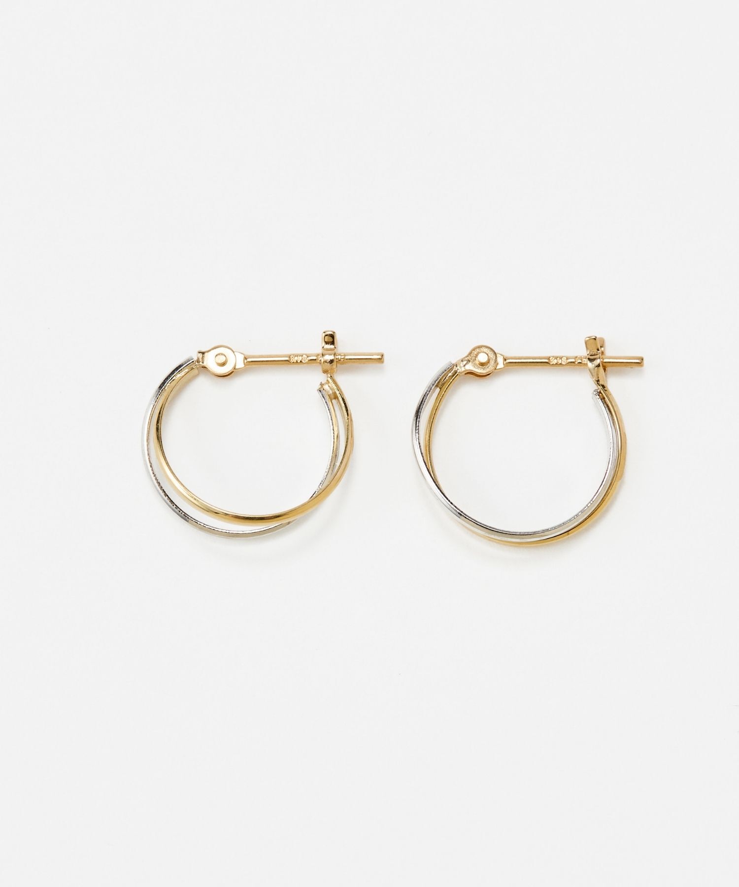 JUPITER「【K18YG,Pt900】ダブルラインコンビカラーフープピアス/金属アレルギー対応」|ピアス|