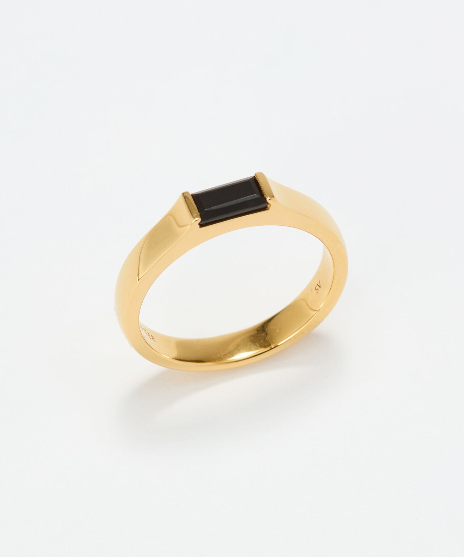 JUPITER「【SV】バケットカットオニキスミニマルリング/天然石/金属アレルギー対応　ゴールド」|リング|