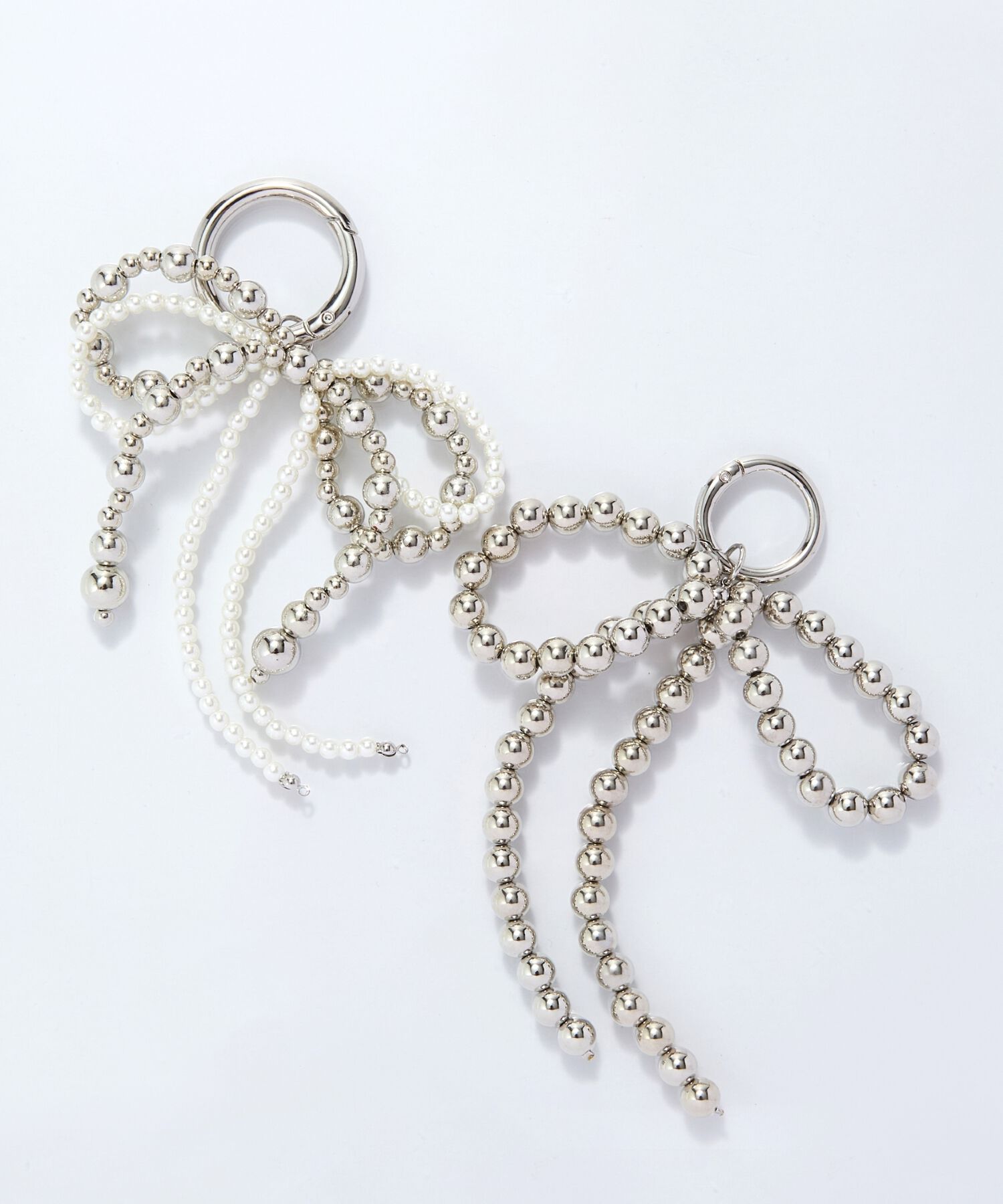 Phoebe「シルバーボールリボンバッグチャーム」|チャーム・キーホルダー|